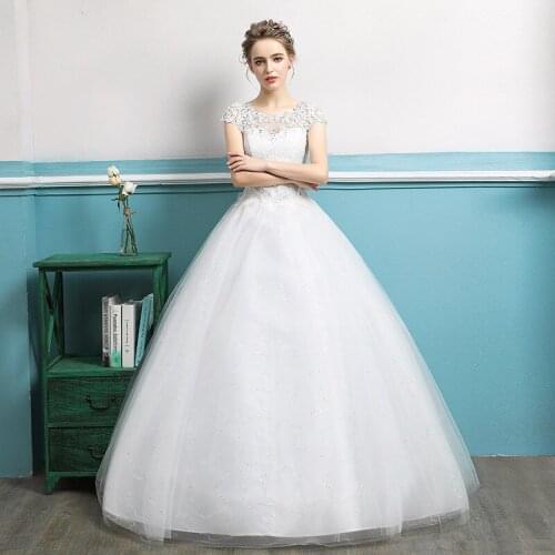 New Floral Print O-Neck Fashion Wedding Dress Backless Short Sleeves Floor-Length Sequins Plus Size Wedding Gowns for Women G087