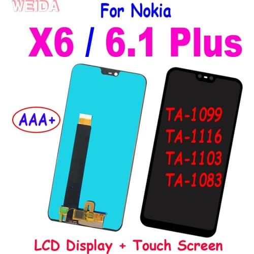 Original For Nokia 6.1 Plus TA-1099 TA-1116 TA-1103 TA-1083 LCD Display Touch Screen Digitizer Assembly For Nokia X6 LCD Screen