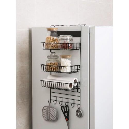 Refrigerator Storage Rack Side Storage Kitchen Supplies Wall Hanging Multi-layer Storage Rack Hanging Basket Household