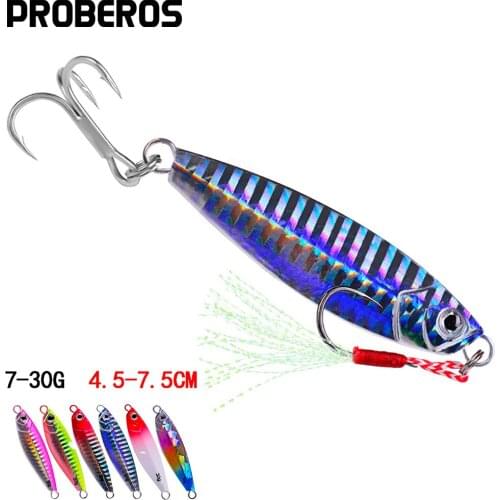 PROBERO 6PC Jig Fishing Lure 7g 10g 15g 20g 30g BassTrolling Sinking Lures Shore Cast Metal Fish Hard Bait Fishing Tackle