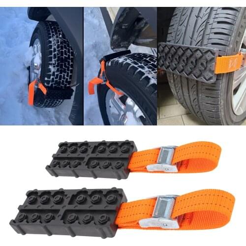 2PCS With Bag Emergency Snow Mud Sand Car Tire Traction Blocks Durable PU Anti-Skid For Snow Mud Ice Tire Chain Straps