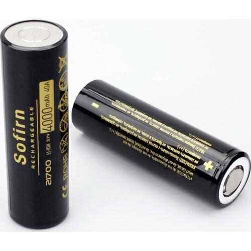 Sofirn 21700 4000mAh Battery 40A 3.7V 10C Rechargeable Lithium Discharge 21700 Cell Poweful High Drain Batteries for Flashlight