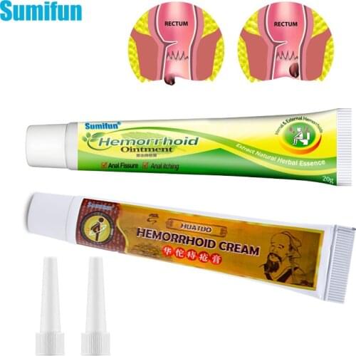 Sumifun 2Types of Hemorrhoids Ointment Internal and External Anal Fissure Cream Pain Reliving Chinese Mint Herbs Medical Plaste