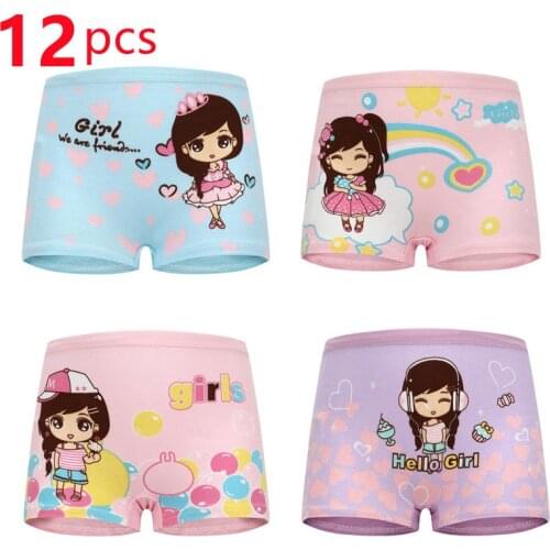 12pcs/lot Girls Panties Cotton Soft Princess Kids Underwear for Girls Baby Childrens Boxer Panties Breathable Teenage Briefs