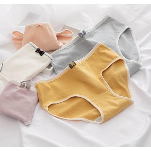 Pure Color Cotton Women‘s Underpants Student Cute Underwear Briefs Breathable Month Panties Female Lingerie UW53
