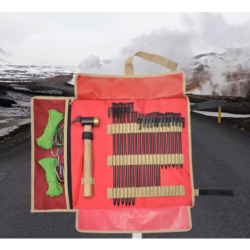 Outdoor Camping Equipment Stake Storage Bags Tent Accessories Hammer Wind Rope Tent Pegs Nails Storage Bag