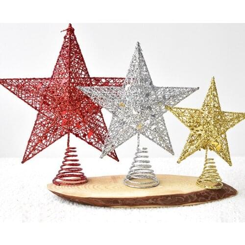 Christmas Tree Top Decoration Wrought Iron Glittering Decoration Five-pointed Star Christmas Tree Top Christmas Decoration