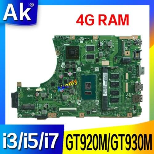X456UJ motherboard For ASUS X456U X456UF X456UQ X456UR X456UB A456U Laptop mainboard 4G RAm Gt920M/GT930M i3/i5/i7