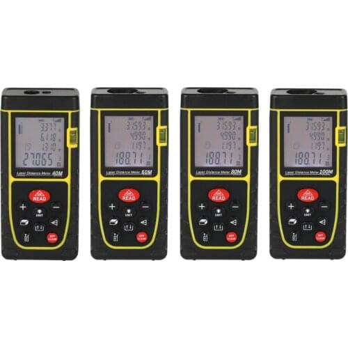 Yellow high end high accurate 40M 60M 80M 100M distance measure laser digital laser distance meter with convenient hand rope