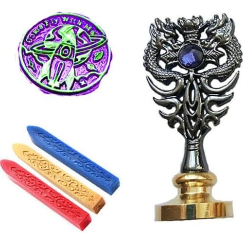 Custom Wax Seal Stamp Kit come fly with me Metal Dragon Handle Gift Wine Package Wedding Invitations Card Envelope Seal Stamp