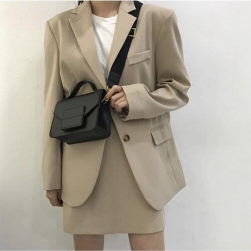 Women bag 2020 Korean PU Flap Fashion Solid Hasp Shoulder Bag handbag purse MINI bag wide strap designer bags Euro-America style
