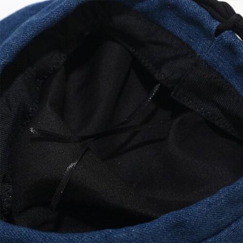 Women Denim Cotton Beret Cap Ribbon Lace-Up Bowknot Newsboy Painter Beanie Hat 50JB