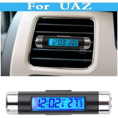 Lcd Lighted Digital Clock Auto Car Temperature Gauge Voltage Tester Dc For Uaz Patriot 31512 3153 3159 3162 Simbir 469 Hunter