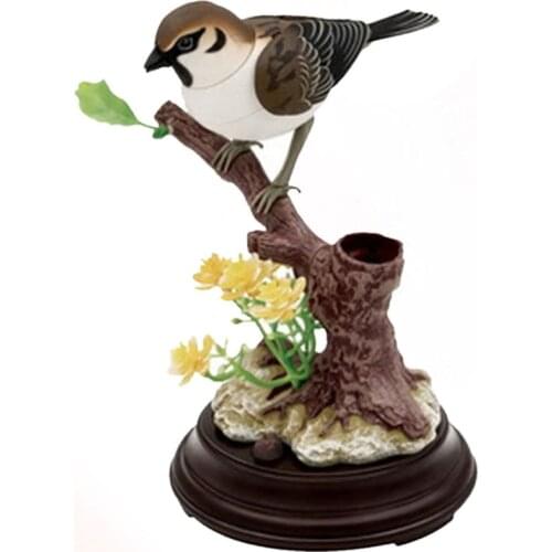 1pc Kid Chirping Bird Sparrow Home Ornament Real Singing Sounds Movement Battery Operated Not Included (Random Color)