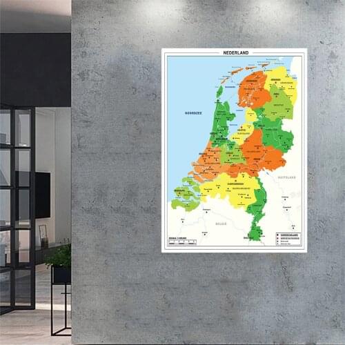 100*150cm The Netherland Political Map Modern Wall Non-woven Canvas Painting Living Room Home Decoration School Supplies