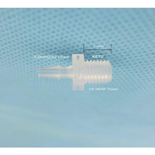 10pk 2.4mm-Barb Mini Screw-in Connector with male thread UNF 1/4"-28