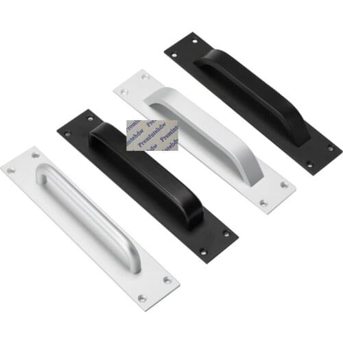 2Pcs Matt Silver Black Aluminum Alloy Wooden Door Pull Push Handle Fire Toilet Door Pull Gate Plate Door With Screws