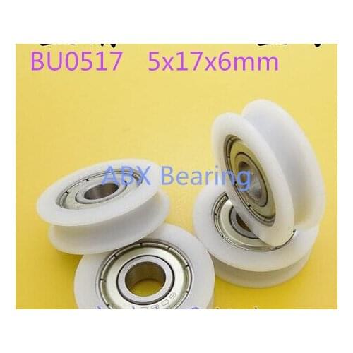 5mm U groove ball bearing BU0517 window and door bearing 5x17x6mm Guide black Pulley Sealed Rail