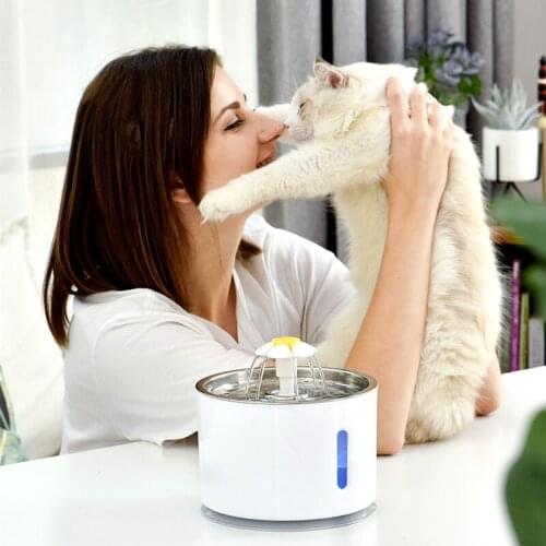 Automatic Water Fountainer Pet Cat Dispenser USB LED 2.4L Ultra Quiet Dog Drinking Bowl Drinker Feeder Bowl Pet Drinking Feed