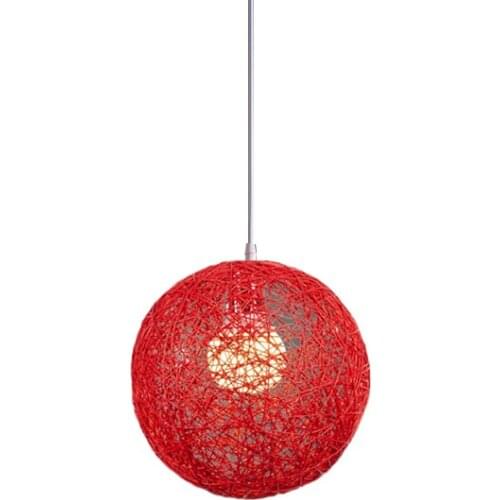 Bamboo, Rattan And Hemp Ball Chandelier Individual Creativity Spherical Rattan Nest Lampshade