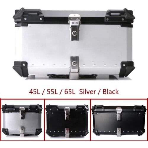 65L 55L 45L Motorcycle Storage Trunk Tail Top Tool Box Rear Luggage Helmet Lock Case Waterproof Aluminum Universal Accessories