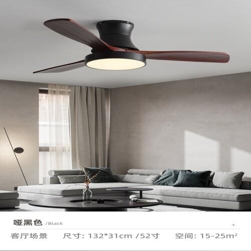 Wood ceiling fan with light LED modern kitchen/ restaurant/bedroom nordic Low floor personality ceiling fan lamp 220V 110V
