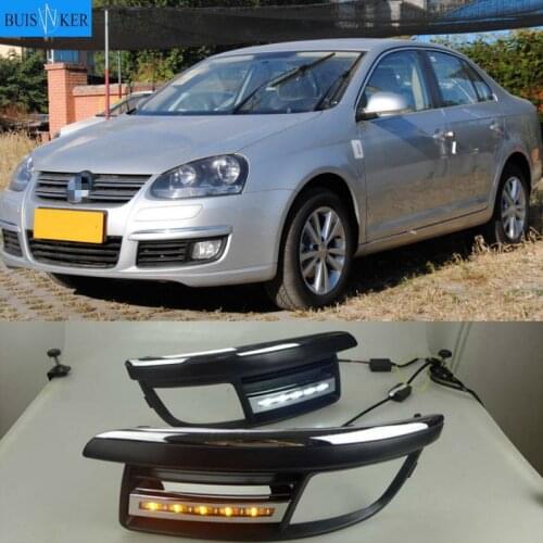 For VW Jetta 5 A5 Mk5 2009 2010 2011 Front Fog Lamp Covers Bezel Led DRL Daytime Running Lights With Wire Harness
