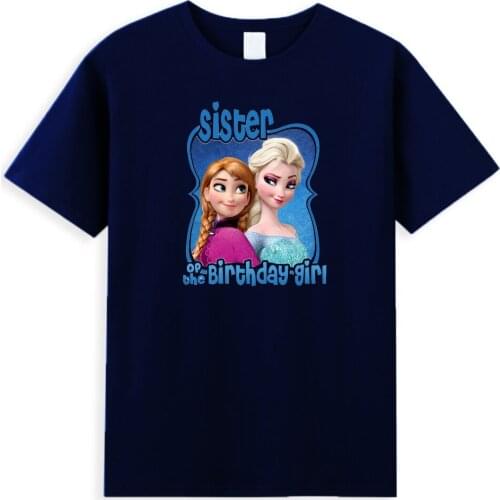 Kawaii Disney Frozen Mens T Shirt Funny Anna Elsa Graphic Tees Harajuku Summer T-shirt Sister Of The Birthday Girl Tops