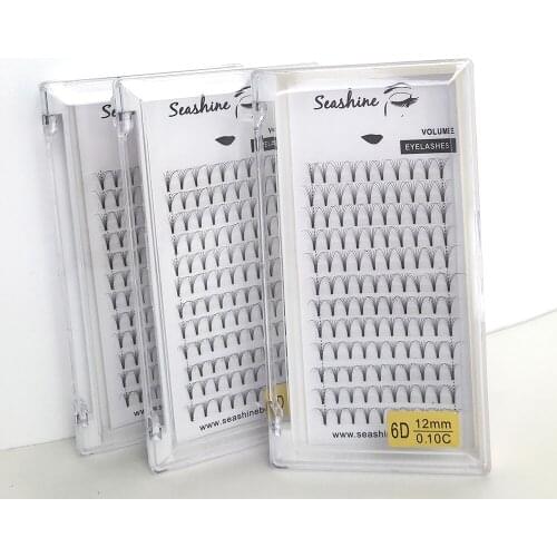 Seashine Lashes Premade Volume Fan 0.07 0.10mm thickness Short Stem 3D-6D Volume Eyelash Extension Premade Fans Premade -fanned
