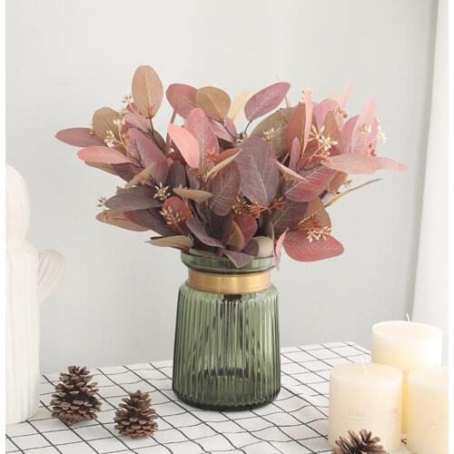 Artificial Plant Vivid Exquisite Faux Silk Flower Elegant Eucalyptus Fake Plant for Home