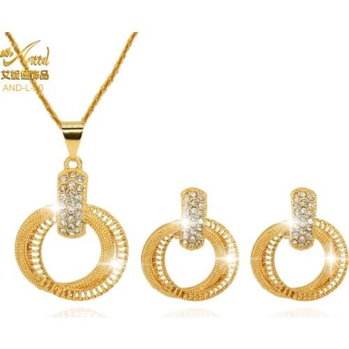 Italian Jewelry Gold Necklace Sets For Women African Beads Jewelries Wedding Earrings Choker Bridal Dubai Vintage Party Gifts