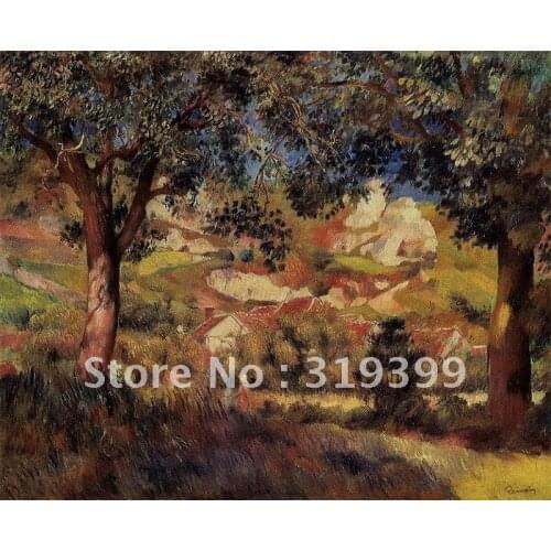 Oil Painting Reproduction on linen canvas,lanscape in la roche guyon by pierre auguste renoir,Free DHL Shipping,handmade