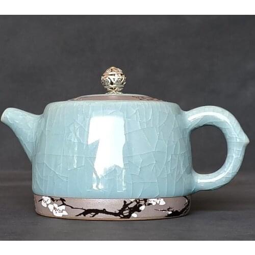 Retro Chinese Kung Fu Ceramic Teapot Ge kiln art crackle tea pot Flower Puer Tea Pot 230ml Porcelain Kungfu Teaware