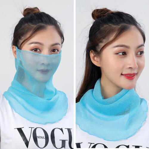 Korean Ruffle Elastic Neck Guard Sunscreen Headscarf Womens Covering Face Cycling Silk Scarf Gold Wire Hanging Ears Bibs P52