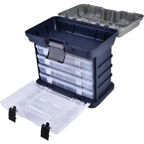 Multifunctional Portable 4 Layers Big Fishing Tackle Box lure Hook Boxes storage Box Plastic Handle Fishing Case Tools Accessory