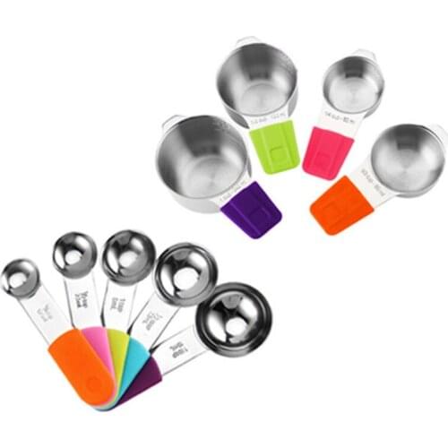 Stackable Colorful 9pcs Stainless Steel Measuring Cup and Spoon Set For for Kitchen Baking Tools 4/5 Pcs Set