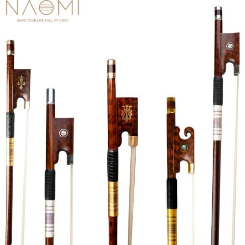 NAOMI Master Advanced Selected Snakewood Violin Bow 4/4 Fiddle Bow Round Stick With Snakewood Frog Gold Mounted Violin Bow