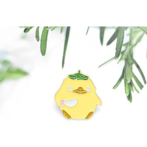 New Product Hot Style Creative Personality Cartoon Anime Little Yellow Duck Brooch Spirited Away Weibi Knife Duck Enamel Pin