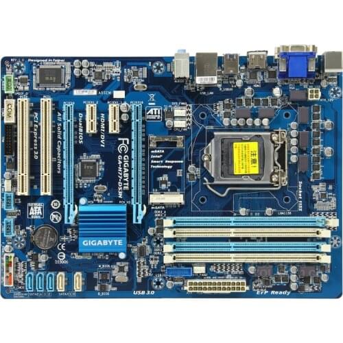 Original motherboard for Gigabyte GA-H77-DS3H DDR3 LGA 1155 H77-DS3H USB2.0 USB3.0 32GB H77 used Desktop Motherboard