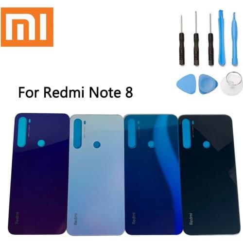 Original Xiaomi Redmi Note 8 Back Battery Cover Glass Housing Door Rear Case Phone Lid with Adhesive with tools