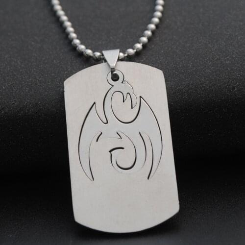 Stainless Steel Dinosaur Dragon Charm Necklace Pterosaur Flying Animal Necklace Ancient Creatures Pterosaur Elder charm jewelry