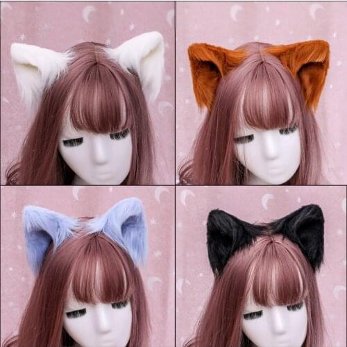 Handmade Plush Ear Anime Costume Hair Clip Lolita Cosplay Party Cat Fox Fur Ears Lovely Night Party Bar Halloween Gift