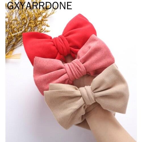 2021 New Turban Velvet Headband Faux Cashmere Soft Big Bowknot Hair Bands Infant Girls Headwraps Fashion Winter Accessories