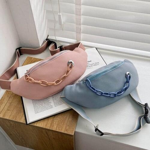 2021 Fashion Women Banana Waist Pack Crossbody Pouch Leather Clutches Purse Solid Color Chest Bags Design Zipper Girl Fanny Pack