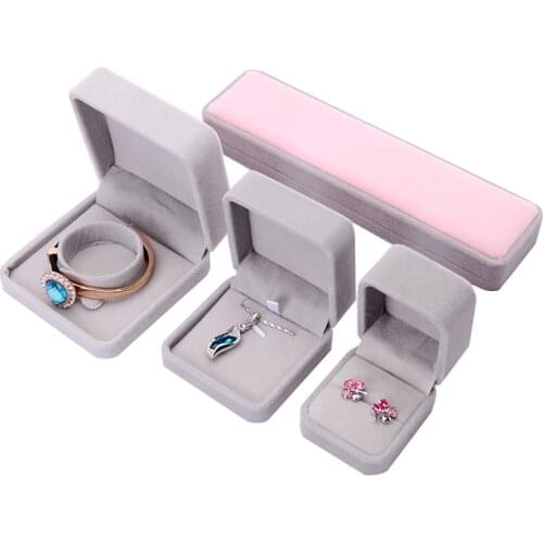 Faux Velvet Presentation Gift Jewellery Ring Necklace Bracelet Display Box Case