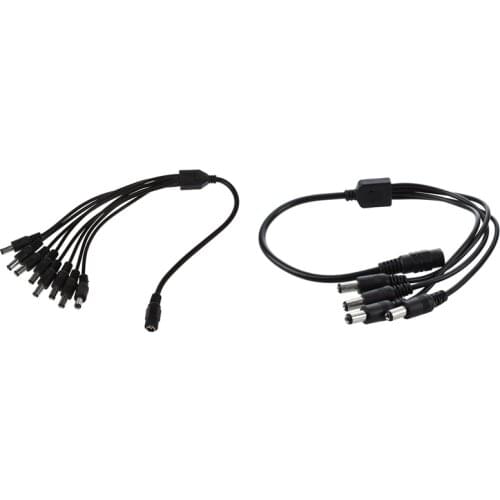 LBER 1 to 4 DC Power 4-Port Splitter Adapter Adaptor Cable with Cable Connector Power Divider 1 Plug to 8 Jack Female to Male