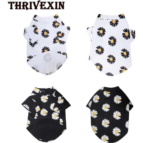 Dog Shirts Clothes Summer Vest Fashion Pet Clothing Chrysanthemum T-Shirt Dogs Coat Outfits Pets Product