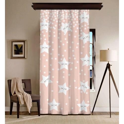 Cipcici Cute Sleeping Stars Pink Blackout Curtains for Living Room Bedroom Child Decorative Elite Girl Geometric Luxury Modern