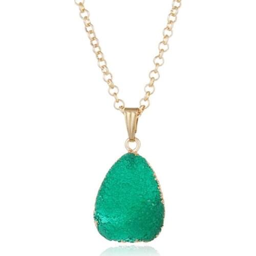 Light Yellow Gold Color Irregular Shape Many Colors Resin Pendant Water Drop Necklace Fashion Jewelry