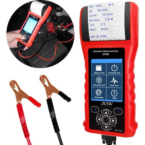 JUTA BTP600 Car Battery Load Tester Bad Cell Analyzer Auto 12V/24V 20-3000 CCA 240Ah Cranking Charging Test Tool for Automotive